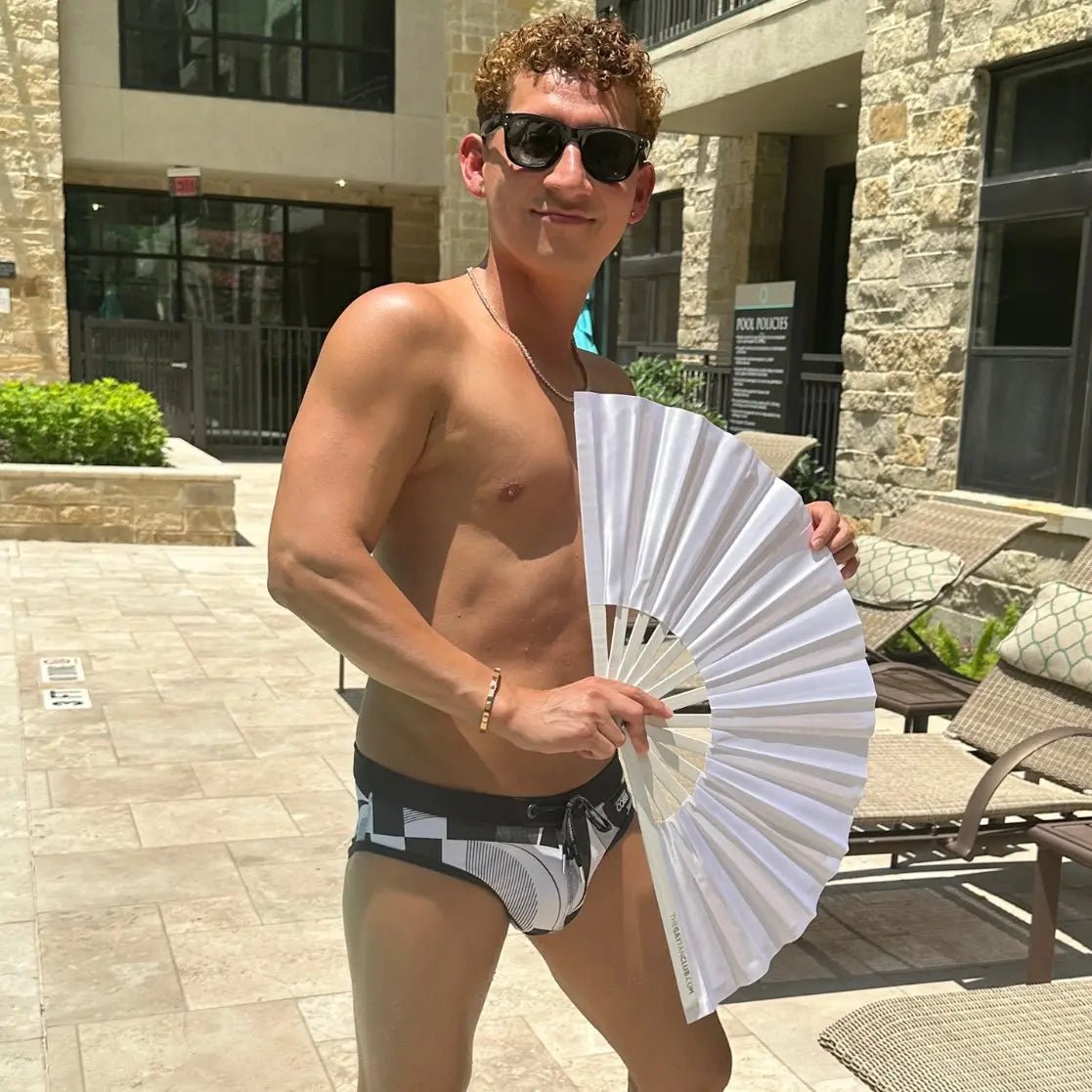 The White Fan (UV) -Hand Fan- Melted Glam LLC