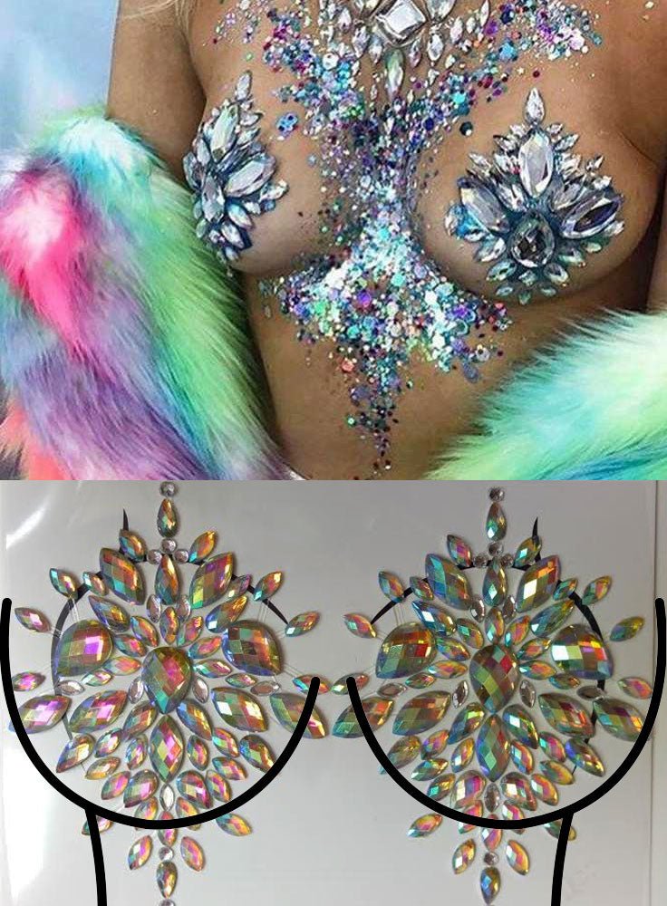 Iridescent Body Crystals -Pasties- Melted Glam LLC