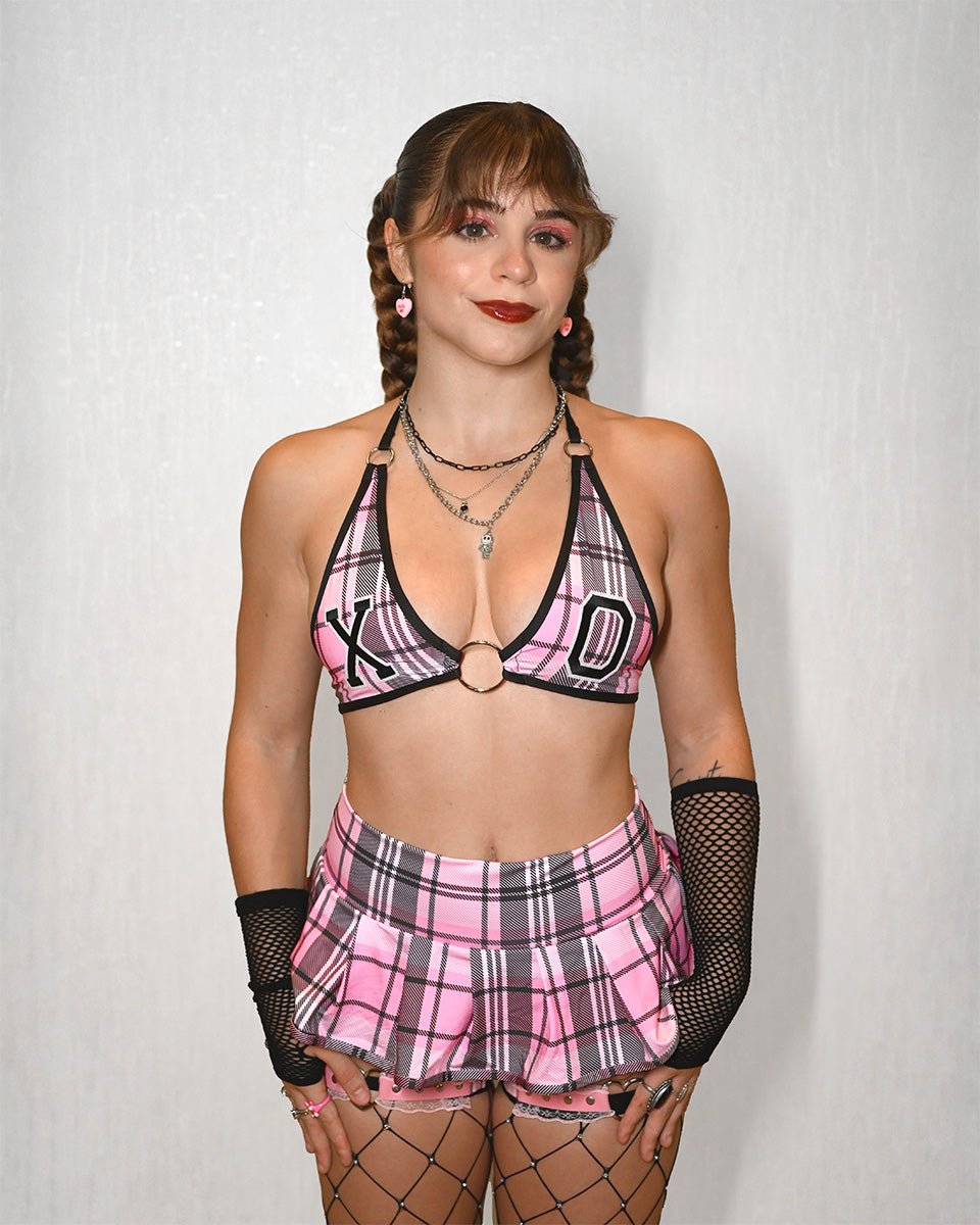 Pink Plaid Bikini Top -Bikini Top- Melted Glam LLC