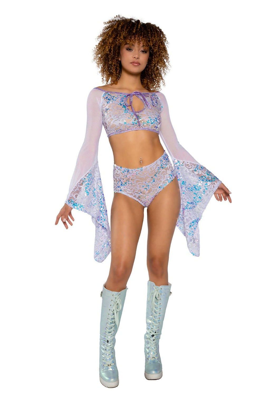Fishnet/Mesh Sequin Flair Sleeve Top -Volume 11- Melted Glam LLC