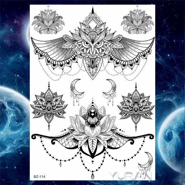 Luxury Colorful Flower Lavender Waterproof Temporary Tattoos Animals Arm Chest Tattoo Stickers Elegant Summer Style For Womens Mens -Temporary tattoos- Melted Glam LLC