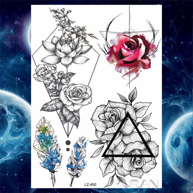Luxury Colorful Flower Lavender Waterproof Temporary Tattoos Animals Arm Chest Tattoo Stickers Elegant Summer Style For Womens Mens -Temporary tattoos- Melted Glam LLC