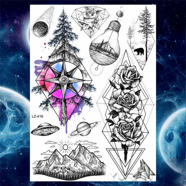 Luxury Colorful Flower Lavender Waterproof Temporary Tattoos Animals Arm Chest Tattoo Stickers Elegant Summer Style For Womens Mens -Temporary tattoos- Melted Glam LLC