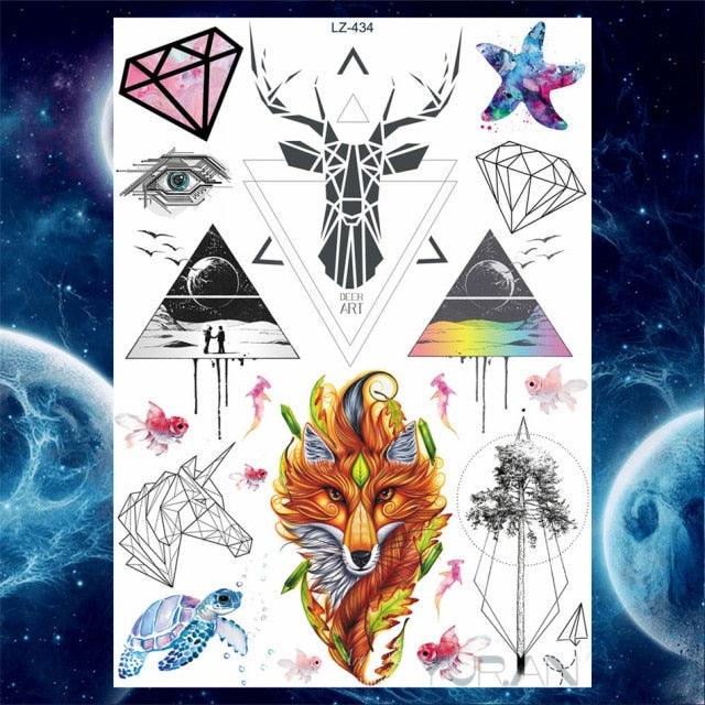 Luxury Colorful Flower Lavender Waterproof Temporary Tattoos Animals Arm Chest Tattoo Stickers Elegant Summer Style For Womens Mens -Temporary tattoos- Melted Glam LLC