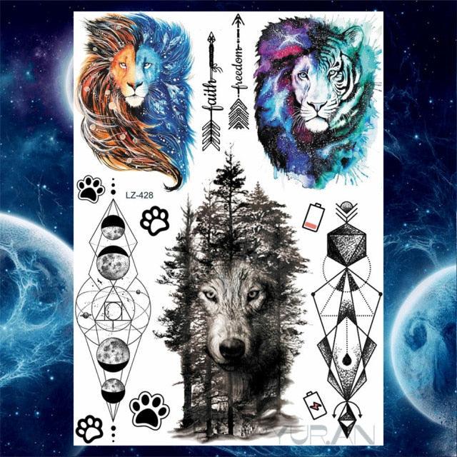 Luxury Colorful Flower Lavender Waterproof Temporary Tattoos Animals Arm Chest Tattoo Stickers Elegant Summer Style For Womens Mens -Temporary tattoos- Melted Glam LLC
