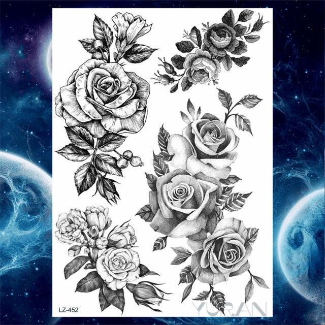 Luxury Colorful Flower Lavender Waterproof Temporary Tattoos Animals Arm Chest Tattoo Stickers Elegant Summer Style For Womens Mens -Temporary tattoos- Melted Glam LLC
