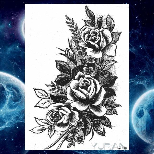 Luxury Colorful Flower Lavender Waterproof Temporary Tattoos Animals Arm Chest Tattoo Stickers Elegant Summer Style For Womens Mens -Temporary tattoos- Melted Glam LLC