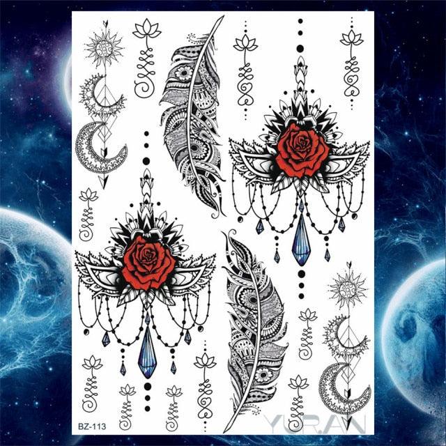 Luxury Colorful Flower Lavender Waterproof Temporary Tattoos Animals Arm Chest Tattoo Stickers Elegant Summer Style For Womens Mens -Temporary tattoos- Melted Glam LLC