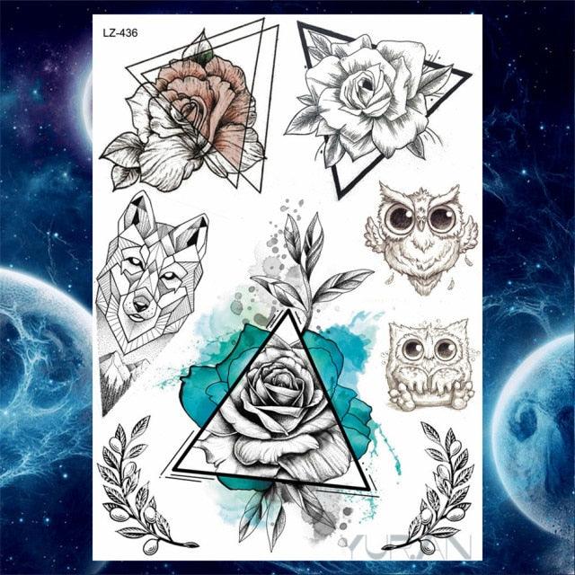 Luxury Colorful Flower Lavender Waterproof Temporary Tattoos Animals Arm Chest Tattoo Stickers Elegant Summer Style For Womens Mens -Temporary tattoos- Melted Glam LLC