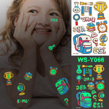 Luxury Luminous Tattoo Stickers Unicorn Stars Temporary Waterproof Luminous Fake Tattoos Stickers Dinosaur Butterfly For Children