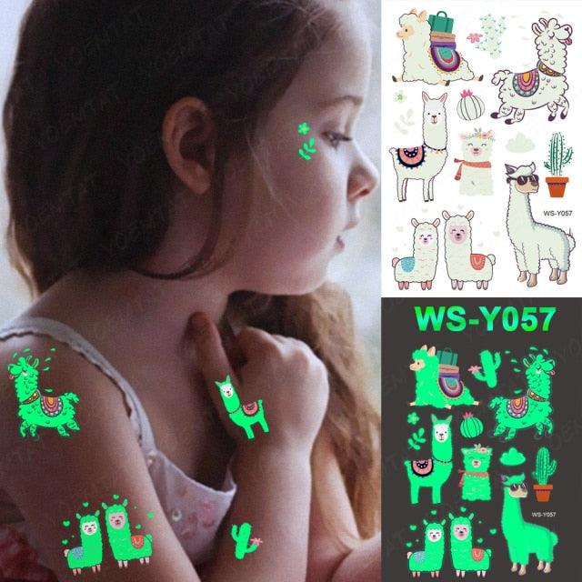 Luxury Luminous Tattoo Stickers Unicorn Stars Temporary Waterproof Luminous Fake Tattoos Stickers Dinosaur Butterfly For Children -Temporary tattoos- Melted Glam LLC