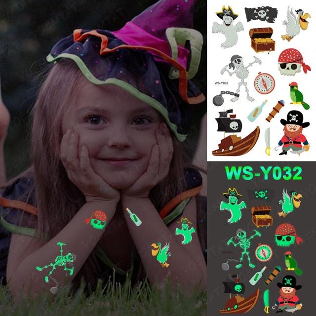 Luxury Luminous Tattoo Stickers Unicorn Stars Temporary Waterproof Luminous Fake Tattoos Stickers Dinosaur Butterfly For Children -Temporary tattoos- Melted Glam LLC