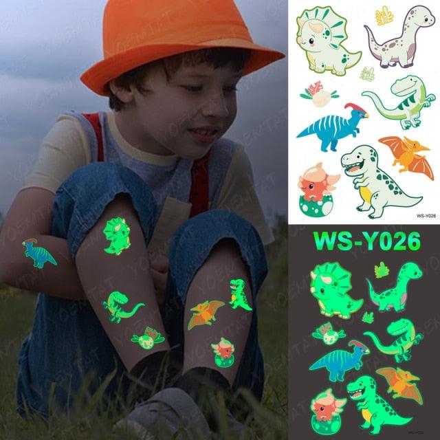 Luxury Luminous Tattoo Stickers Unicorn Stars Temporary Waterproof Luminous Fake Tattoos Stickers Dinosaur Butterfly For Children -Temporary tattoos- Melted Glam LLC
