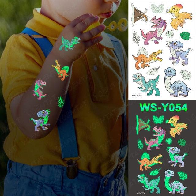 Luxury Luminous Tattoo Stickers Unicorn Stars Temporary Waterproof Luminous Fake Tattoos Stickers Dinosaur Butterfly For Children -Temporary tattoos- Melted Glam LLC