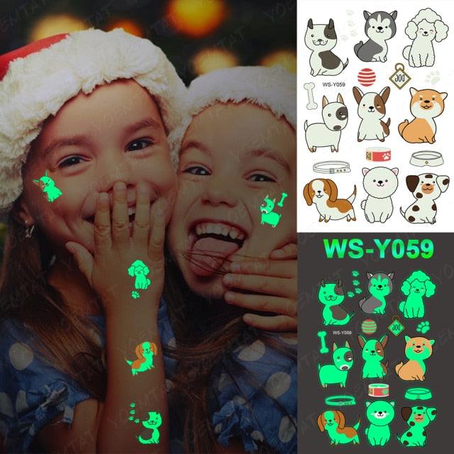 Luxury Luminous Tattoo Stickers Unicorn Stars Temporary Waterproof Luminous Fake Tattoos Stickers Dinosaur Butterfly For Children -Temporary tattoos- Melted Glam LLC