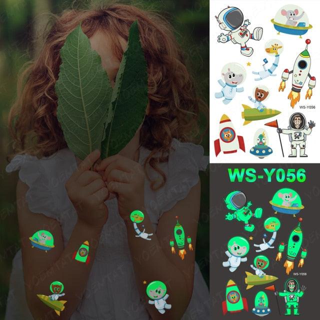 Luxury Luminous Tattoo Stickers Unicorn Stars Temporary Waterproof Luminous Fake Tattoos Stickers Dinosaur Butterfly For Children -Temporary tattoos- Melted Glam LLC