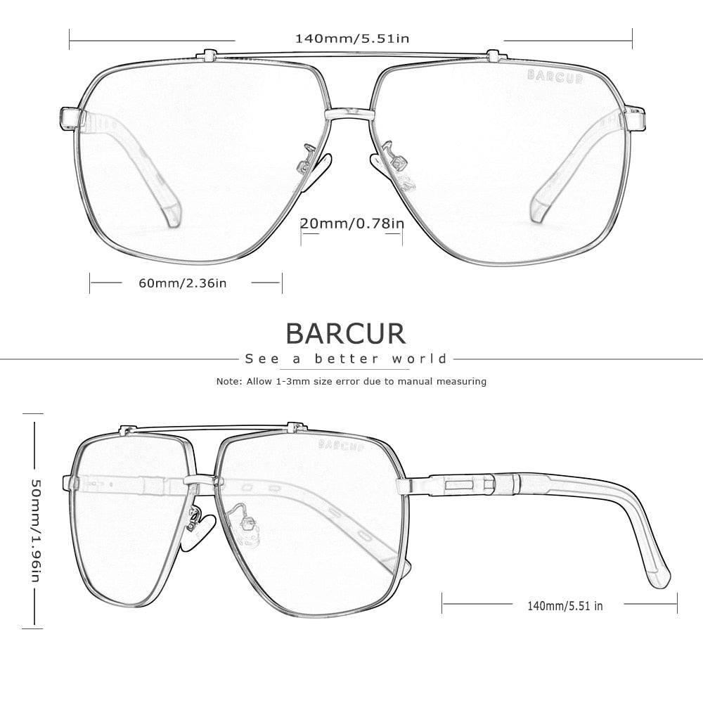 Modern Retro VIntage Luxury BARCUR Square Mens Sunglasses Polarized Driving Gradient Sun Glasses for Men UV400 Shades Eyewear Stevvex Big Frame sunglasses For Men -sunglasses- Melted Glam LLC