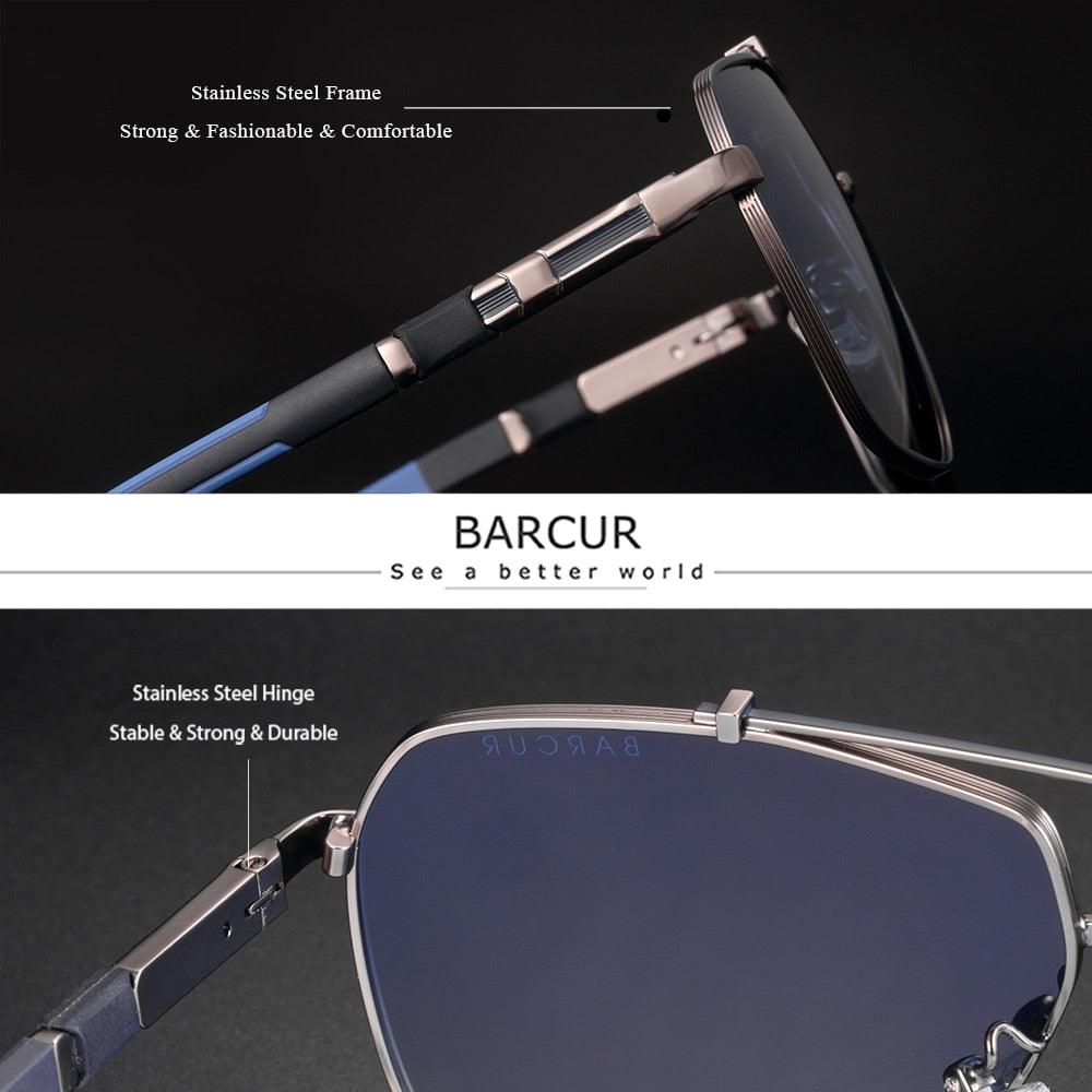 Modern Retro VIntage Luxury BARCUR Square Mens Sunglasses Polarized Driving Gradient Sun Glasses for Men UV400 Shades Eyewear Stevvex Big Frame sunglasses For Men -sunglasses- Melted Glam LLC