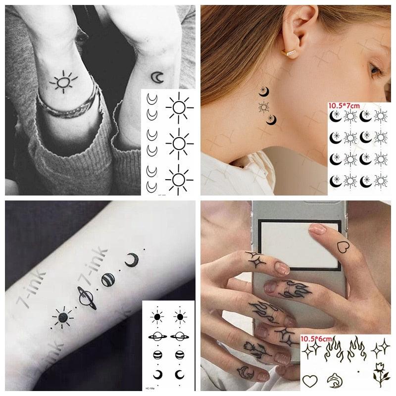 Modern Small Tattoo Sun Moon Heart Waterproof Temporary Tattoos High Quality Design For Womens -Temporary tattoos- Melted Glam LLC