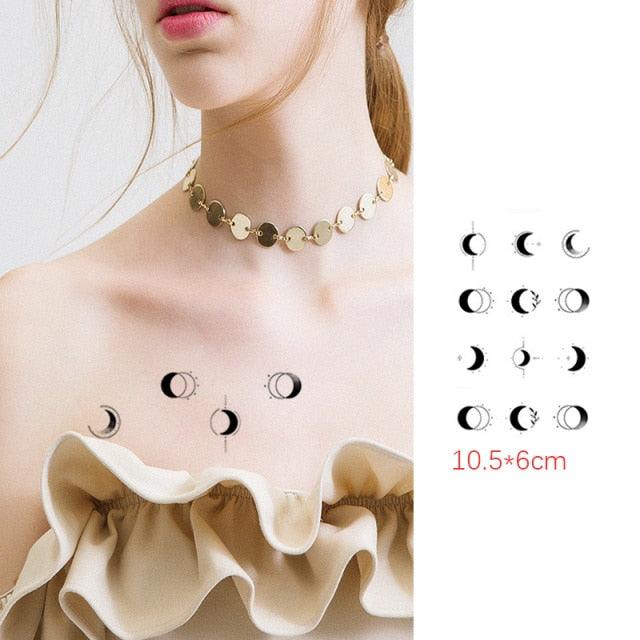Modern Small Tattoo Sun Moon Heart Waterproof Temporary Tattoos High Quality Design For Womens