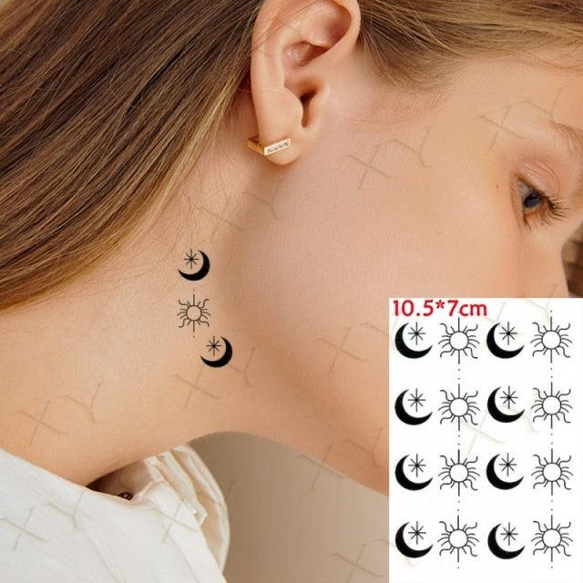 Modern Small Tattoo Sun Moon Heart Waterproof Temporary Tattoos High Quality Design For Womens -Temporary tattoos- Melted Glam LLC