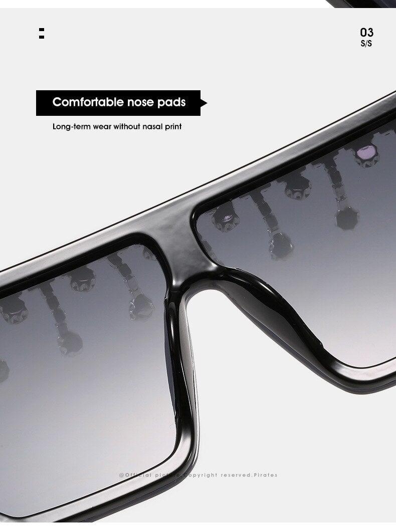 Oversize Square Crystal Sunglasses, Flat Top Oversized Sunglasses In Different Shades New Sun Wear Crystal Diamond Luxury Style Shades -Sunglasses- Melted Glam LLC