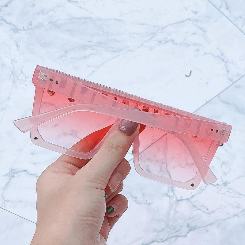 Oversize Square Crystal Sunglasses, Flat Top Oversized Sunglasses In Different Shades New Sun Wear Crystal Diamond Luxury Style Shades -Sunglasses- Melted Glam LLC