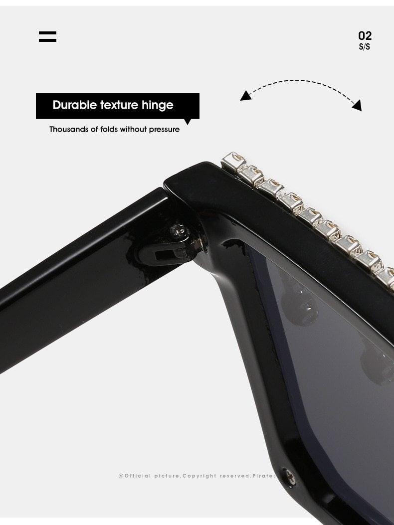 Oversize Square Crystal Sunglasses, Flat Top Oversized Sunglasses In Different Shades New Sun Wear Crystal Diamond Luxury Style Shades -Sunglasses- Melted Glam LLC