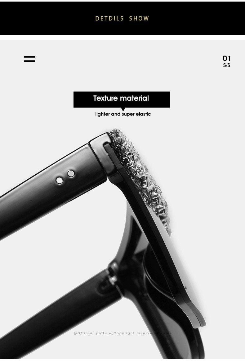 Oversize Square Crystal Sunglasses, Flat Top Oversized Sunglasses In Different Shades New Sun Wear Crystal Diamond Luxury Style Shades -Sunglasses- Melted Glam LLC