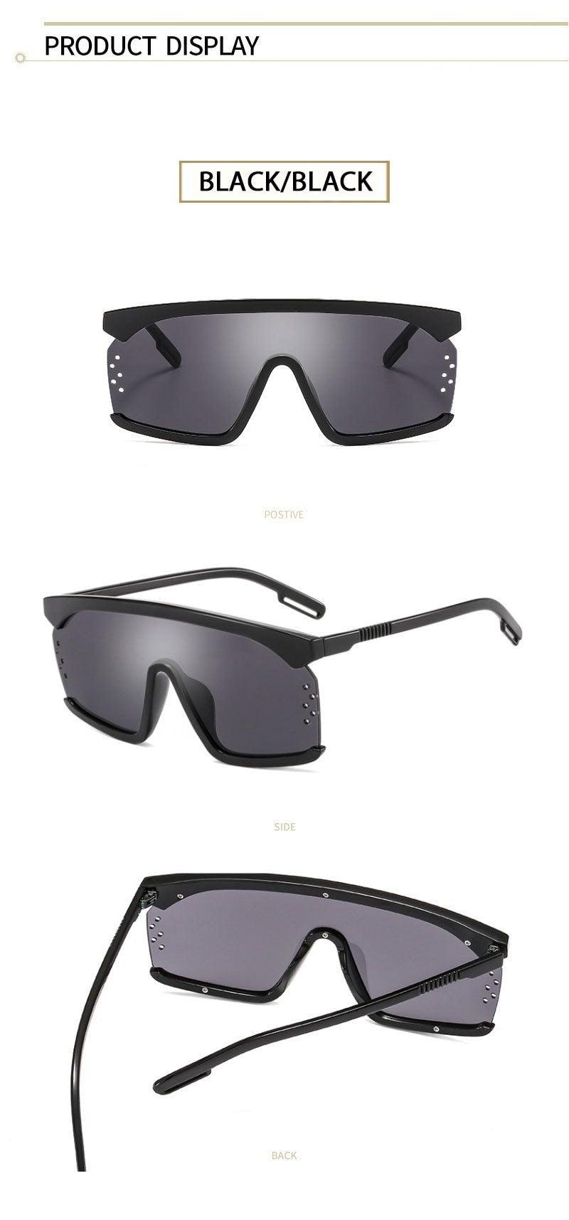 Oversized Shield Sunglasses for Women Men Square Rimless Fashion Shades Sunglasses For Women & Men Elegant Shades For Women Popular Oversized Festival Trendy Sunglasses For Men & Women -Sunglasses- Melted Glam LLC