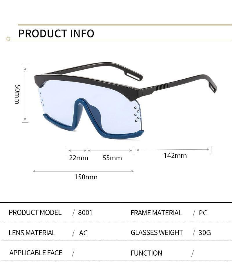 Oversized Shield Sunglasses for Women Men Square Rimless Fashion Shades Sunglasses For Women & Men Elegant Shades For Women Popular Oversized Festival Trendy Sunglasses For Men & Women -Sunglasses- Melted Glam LLC