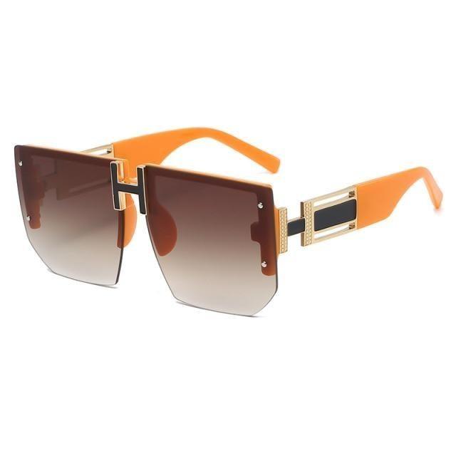 Oversized Square Shape New Rimless Sunglasses For Women New Classic Big Frame & Luxury Branded Vintage Frameless Sun Glasses For Men IN Decent & Attractive Shades Of Eyewear -Sunglasses- Melted Glam LLC