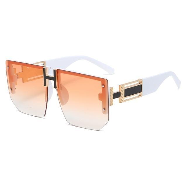 Oversized Square Shape New Rimless Sunglasses For Women New Classic Big Frame & Luxury Branded Vintage Frameless Sun Glasses For Men IN Decent & Attractive Shades Of Eyewear -Sunglasses- Melted Glam LLC