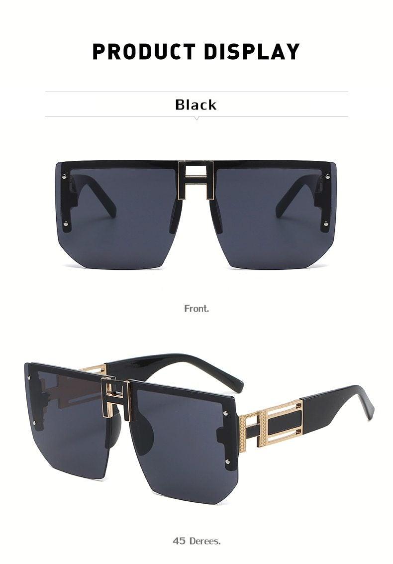 Oversized Square Shape New Rimless Sunglasses For Women New Classic Big Frame & Luxury Branded Vintage Frameless Sun Glasses For Men IN Decent & Attractive Shades Of Eyewear -Sunglasses- Melted Glam LLC