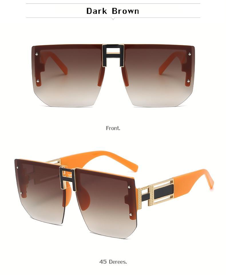Oversized Square Shape New Rimless Sunglasses For Women New Classic Big Frame & Luxury Branded Vintage Frameless Sun Glasses For Men IN Decent & Attractive Shades Of Eyewear -Sunglasses- Melted Glam LLC