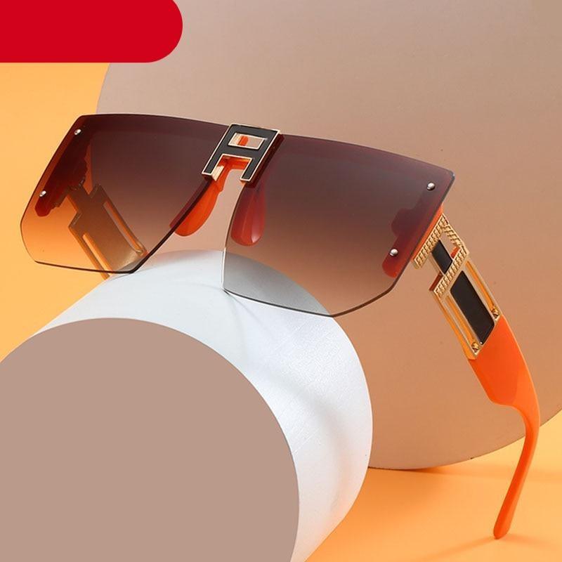 Oversized Square Shape New Rimless Sunglasses For Women New Classic Big Frame & Luxury Branded Vintage Frameless Sun Glasses For Men IN Decent & Attractive Shades Of Eyewear -Sunglasses- Melted Glam LLC