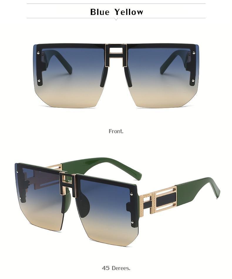 Oversized Square Shape New Rimless Sunglasses For Women New Classic Big Frame & Luxury Branded Vintage Frameless Sun Glasses For Men IN Decent & Attractive Shades Of Eyewear -Sunglasses- Melted Glam LLC