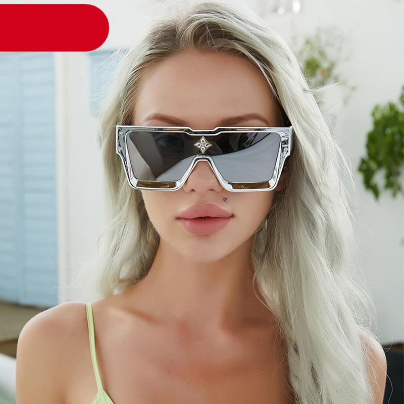 Oversized Square Shape Sunglasses For Women & Men New Luxury Design Sun Glasses For Female New Fashionable Large Frame Silver Mirror Eyewear -Sunglasses- Melted Glam LLC