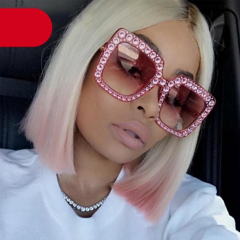 Oversized Sunglasses Square Diamond Sunglasses Women Retro Sunglasses Luxury & Diamond Square Shape Sunglasses For Women Branded Attractive Any Size Crystal Sun Glasses For Ladies Gradient Classic Mirror & Decent Shades -Sunglasses- Melted Glam LLC