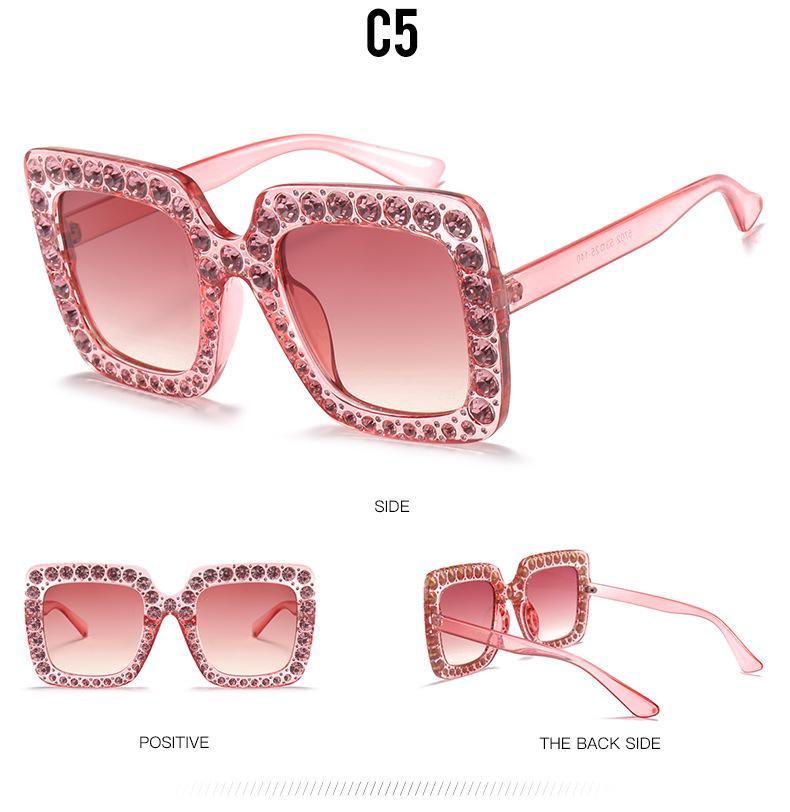 Oversized Sunglasses Square Diamond Sunglasses Women Retro Sunglasses Luxury & Diamond Square Shape Sunglasses For Women Branded Attractive Any Size Crystal Sun Glasses For Ladies Gradient Classic Mirror & Decent Shades -Sunglasses- Melted Glam LLC