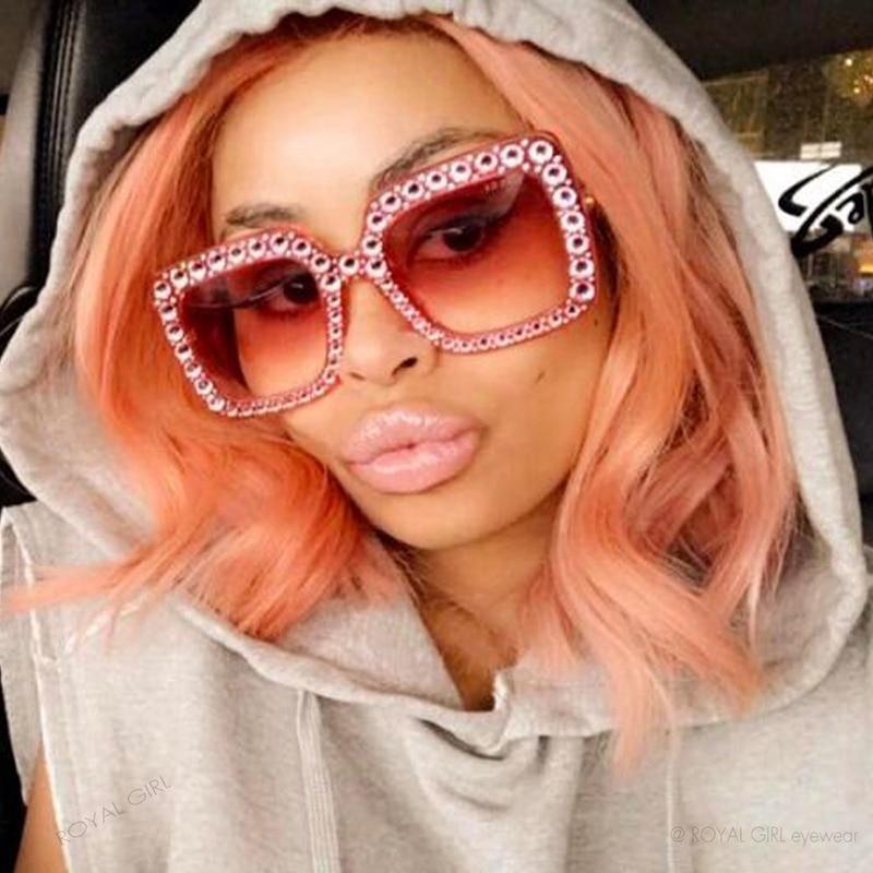 Oversized Sunglasses Square Diamond Sunglasses Women Retro Sunglasses Luxury & Diamond Square Shape Sunglasses For Women Branded Attractive Any Size Crystal Sun Glasses For Ladies Gradient Classic Mirror & Decent Shades -Sunglasses- Melted Glam LLC
