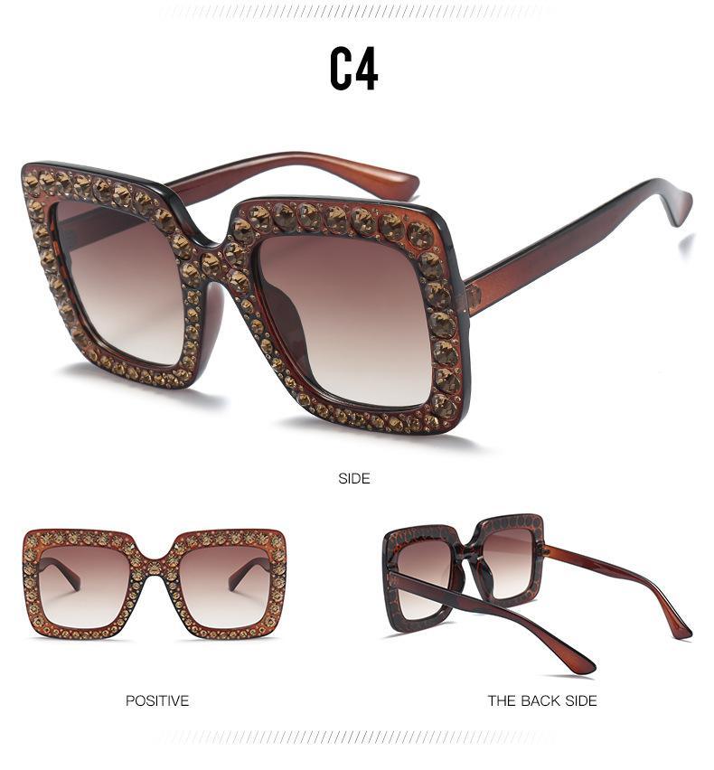 Oversized Sunglasses Square Diamond Sunglasses Women Retro Sunglasses Luxury & Diamond Square Shape Sunglasses For Women Branded Attractive Any Size Crystal Sun Glasses For Ladies Gradient Classic Mirror & Decent Shades -Sunglasses- Melted Glam LLC
