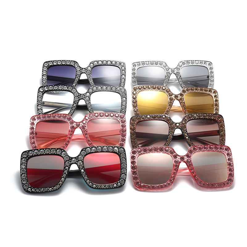 Oversized Sunglasses Square Diamond Sunglasses Women Retro Sunglasses Luxury & Diamond Square Shape Sunglasses For Women Branded Attractive Any Size Crystal Sun Glasses For Ladies Gradient Classic Mirror & Decent Shades -Sunglasses- Melted Glam LLC
