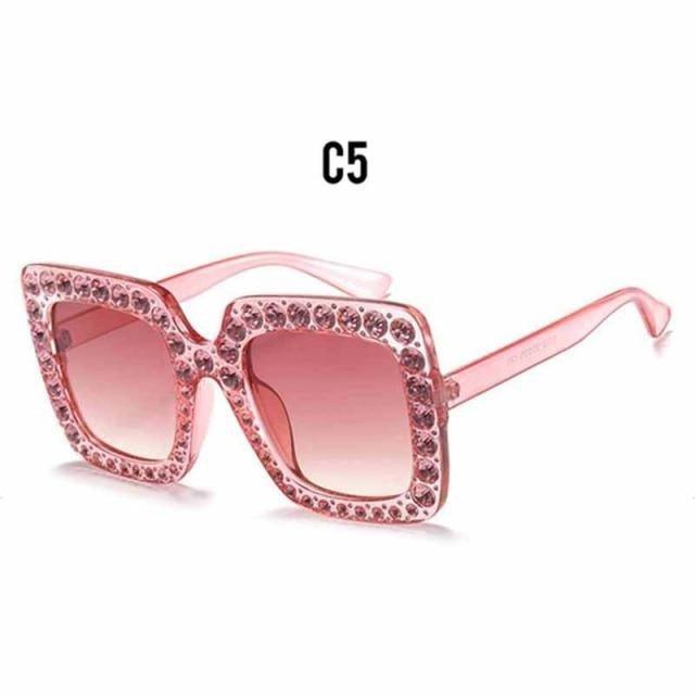 Oversized Sunglasses Square Diamond Sunglasses Women Retro Sunglasses Luxury & Diamond Square Shape Sunglasses For Women Branded Attractive Any Size Crystal Sun Glasses For Ladies Gradient Classic Mirror & Decent Shades -Sunglasses- Melted Glam LLC