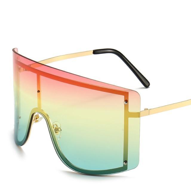 Oversized Women Blue & Yellow Gradient Sunglasses Fashionable Rimless In Metal For Female New Shades Personality Eyewear -Sunglasses- Melted Glam LLC