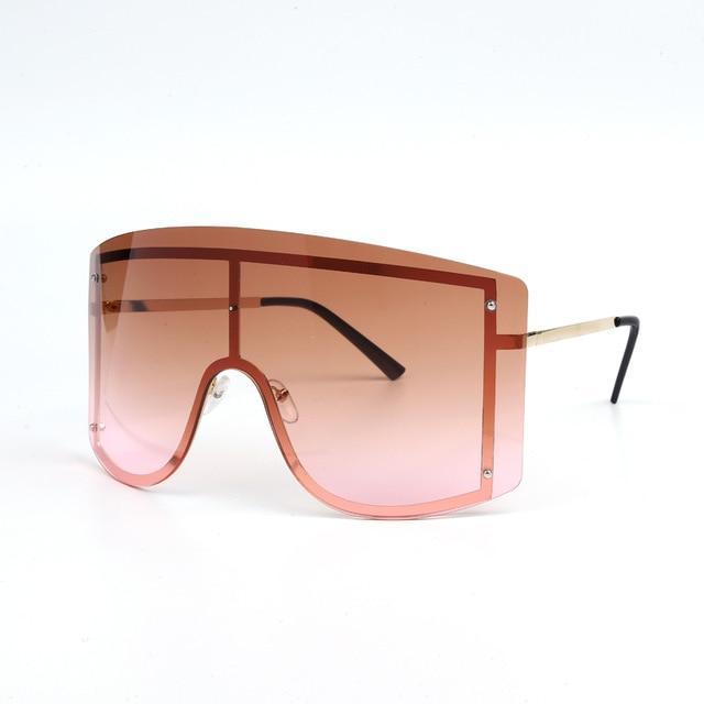 Oversized Women Blue & Yellow Gradient Sunglasses Fashionable Rimless In Metal For Female New Shades Personality Eyewear -Sunglasses- Melted Glam LLC