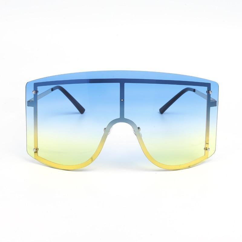 Oversized Women Blue & Yellow Gradient Sunglasses Fashionable Rimless In Metal For Female New Shades Personality Eyewear -Sunglasses- Melted Glam LLC