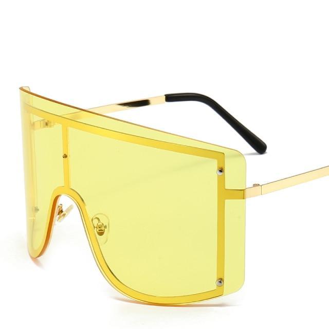 Oversized Women Blue & Yellow Gradient Sunglasses Fashionable Rimless In Metal For Female New Shades Personality Eyewear -Sunglasses- Melted Glam LLC