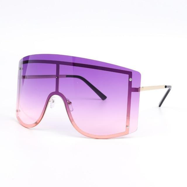 Oversized Women Blue & Yellow Gradient Sunglasses Fashionable Rimless In Metal For Female New Shades Personality Eyewear -Sunglasses- Melted Glam LLC