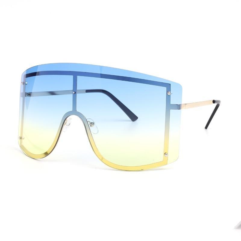 Oversized Women Blue & Yellow Gradient Sunglasses Fashionable Rimless In Metal For Female New Shades Personality Eyewear -Sunglasses- Melted Glam LLC
